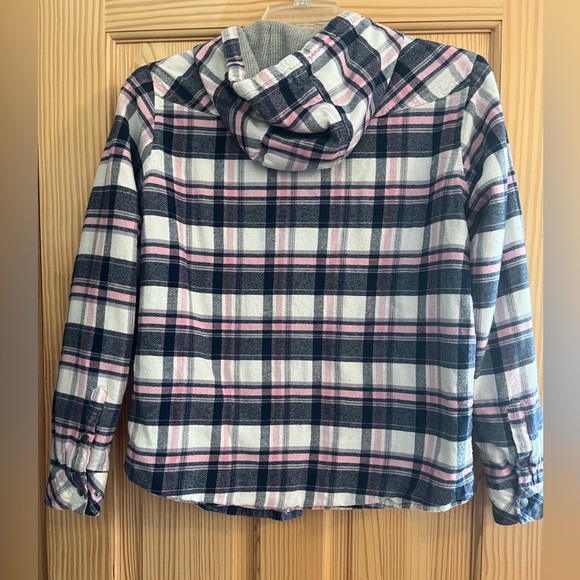 Roper Women’s Thermal Lined Flannel Hooded Pink and Blue Plaid Jacket Size Med - Picture 2 of 9